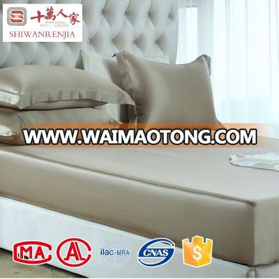 Apricot high quality customized luxury silk bed sheet / fitted sheets